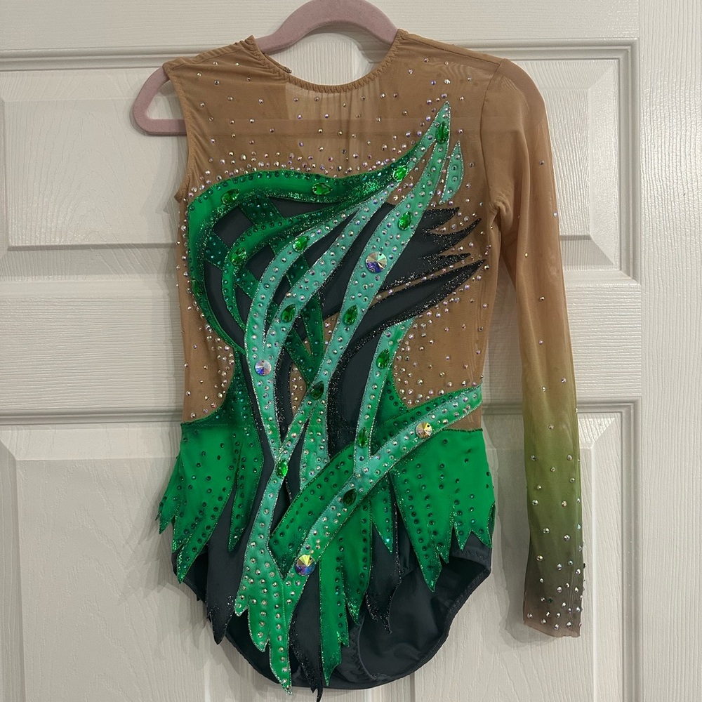 Rhythmic Gymnastics Girls Leotard Green 7-8 Years Old